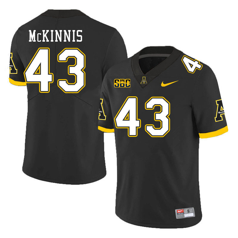 Men #43 Ryan McKinnis Appalachian State Mountaineers College Football Jerseys Stitched Sale-Black